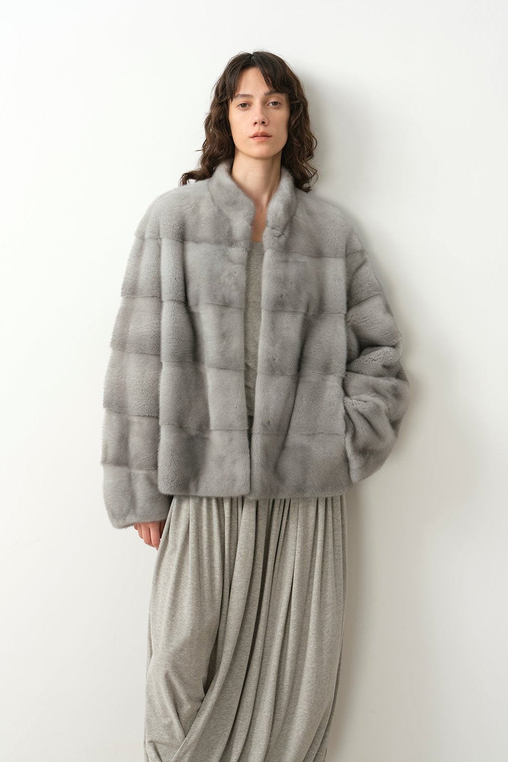 Imported purple label mink coat horizontal ridge leaning against the ridge craft mink fur coat-5