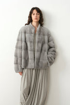 Imported purple label mink coat horizontal ridge leaning against the ridge craft mink fur coat-5