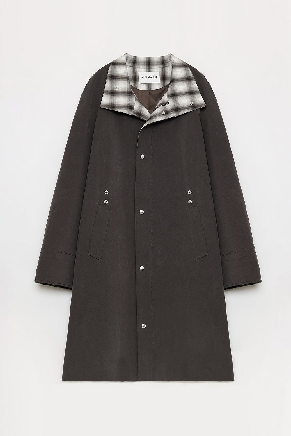 "Urban Island" Retro Plaid Mid-Length Workwear Lapel Trench Coat-6