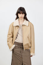 Fireladyfur Women's Shearling Coat - Casual Motorcycle Style Imported Merino Wool-5
