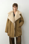 Fireladyfur Women's Winter Goose Down Coat with Tuscan wool"Modern Introduction"-0