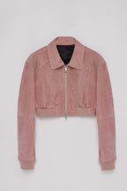 Retro  Classic Stand Up Sheep Leather Short Jacket "Witch Game"-5