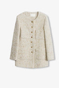 Heavy wool tweed high-end exquisite round neck patch pocket slim Chanel jacket for women-5