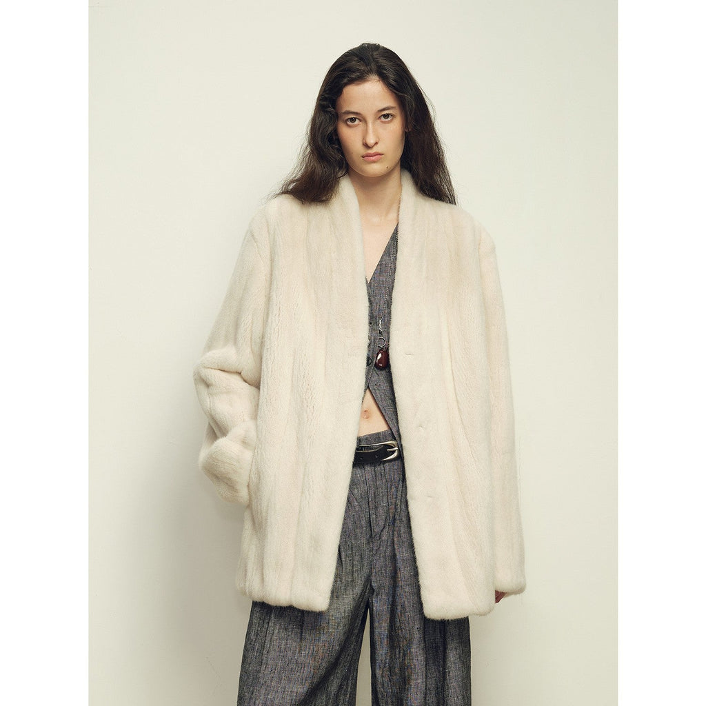 Firelady Fur Imported Kopenhagen Purple-Label Female Mink Full-Skin Woven V-Neck Fur Coat “Fairy Mountain Dew”-2