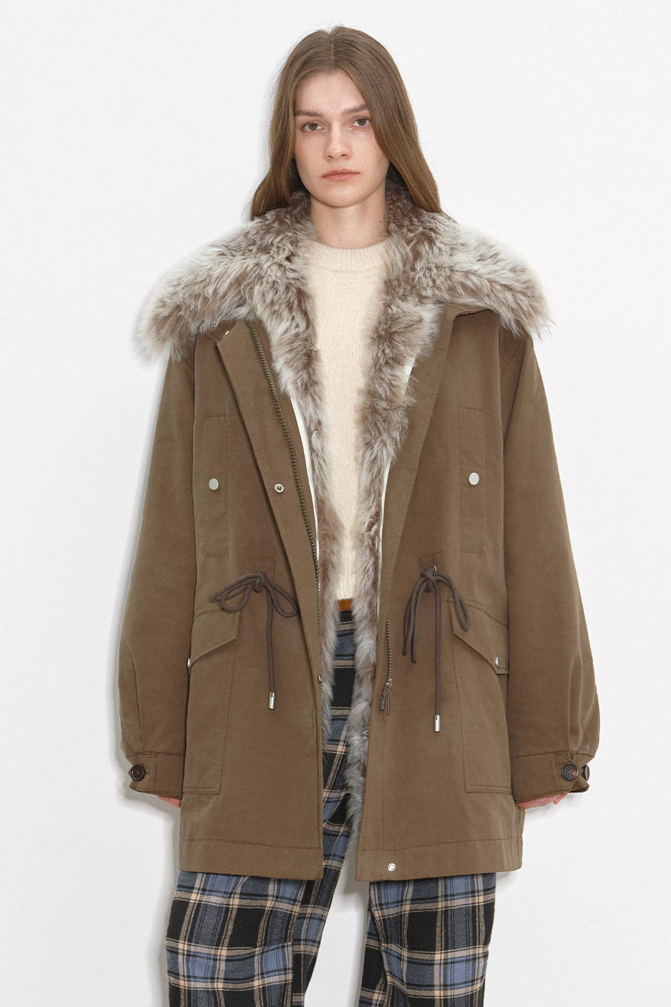 Fireladyfur Women’s Goose Down Parka  coat with Toscana Shearling Fur“Green Mile Miracle”-3
