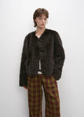 "Darcy Manor" imported Tuscan straight wool sheepskin sweetheart collar short fur coat-6