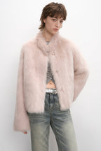 "Healing Eros" casual stand-up collar short Tuscan sheepskin fur coat winter-7