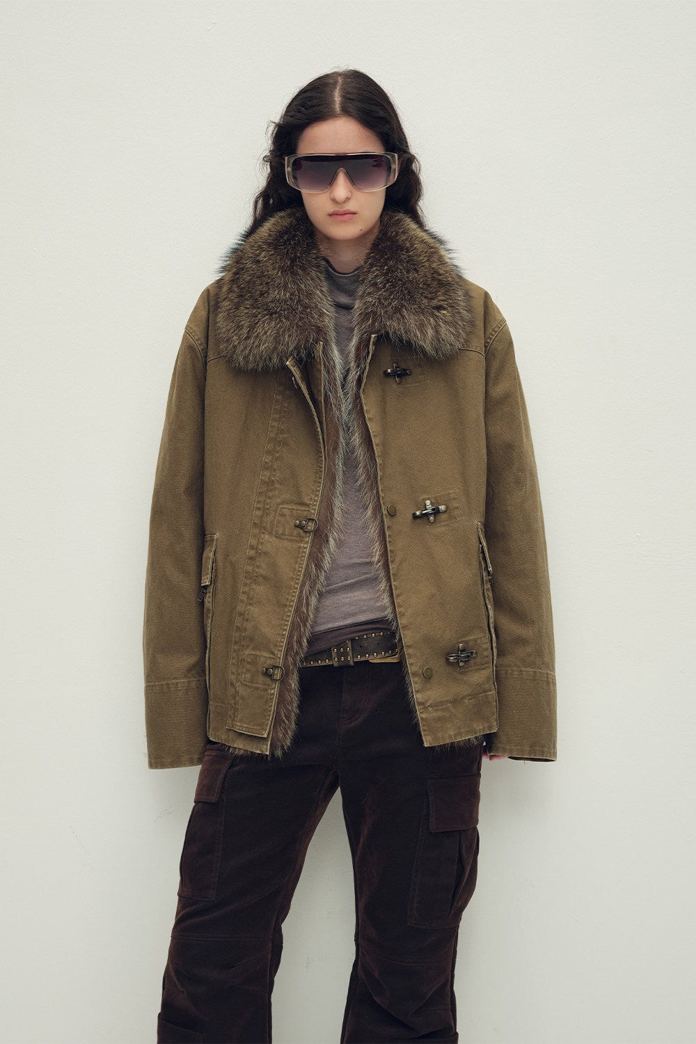 Women's Goose Down Fur Parka with Detachable Raccoon Fur Hood“Hearthside Simmer”