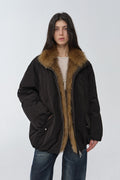 Fireladyfur Women's Mid-Length Two-Tone Fox Fur Down Jacket"Warm Dialogue"-0