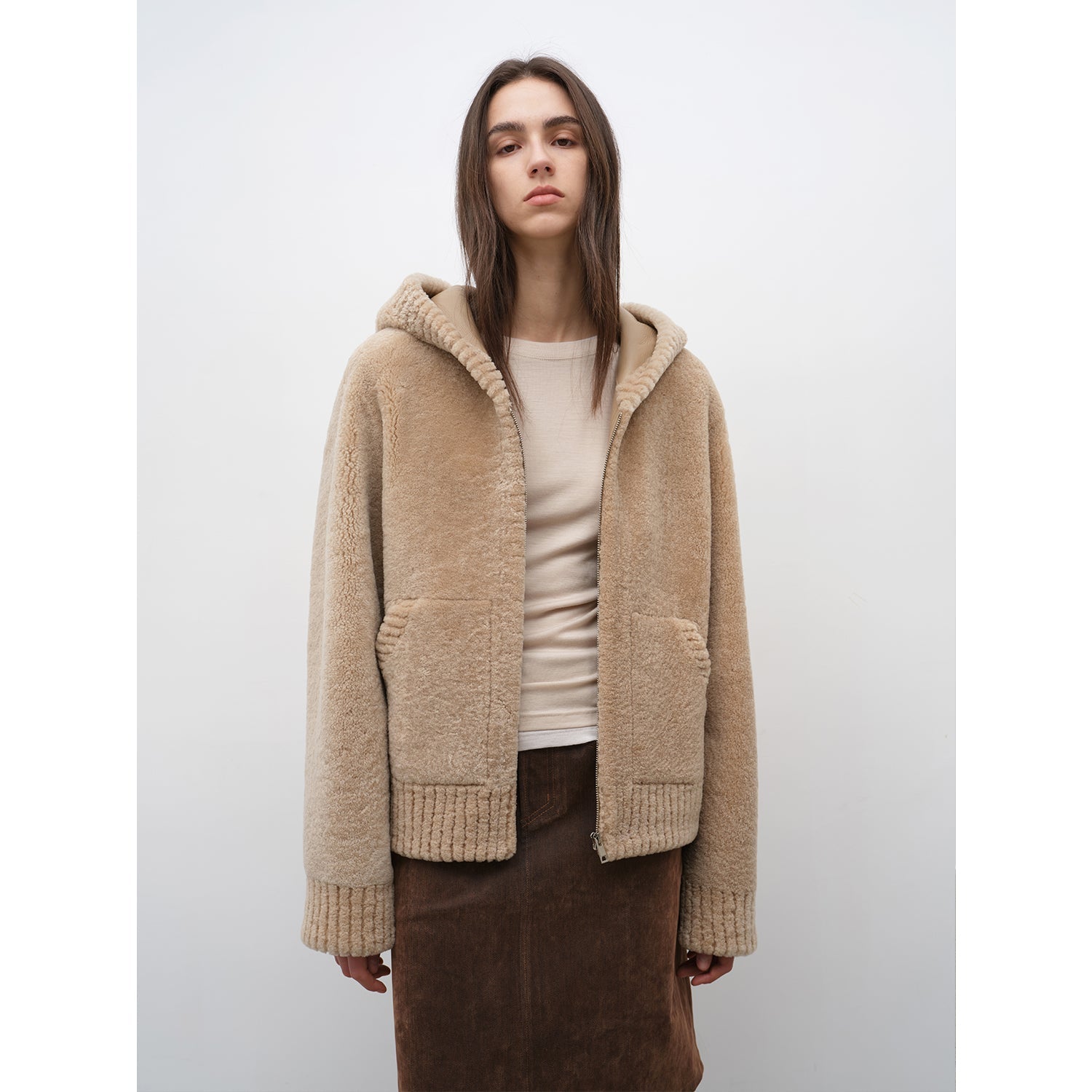 Fireladyfur Women's Hooded Merino Sheepskin Jacket“Bad boy”-3