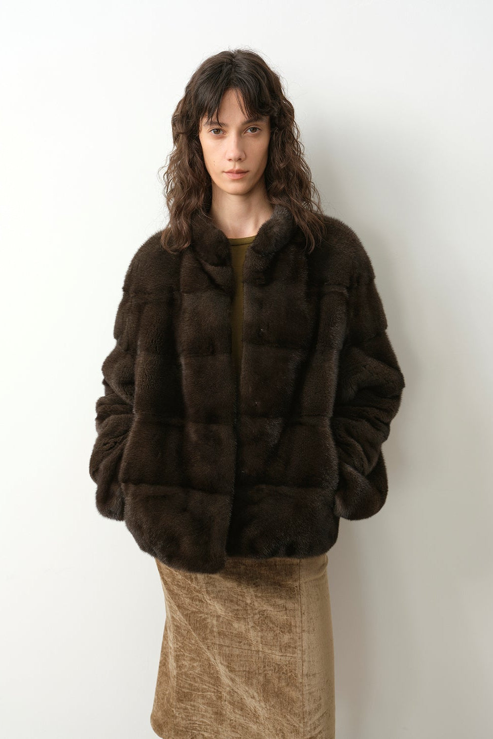 Imported purple label mink coat horizontal ridge leaning against the ridge craft mink fur coat-6