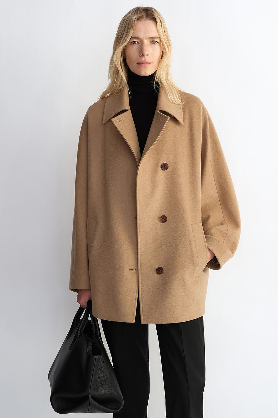 Fireladyfur Women's Cashmere Wool Short Coat with Bat Sleeves"Fleeting Memories"-0
