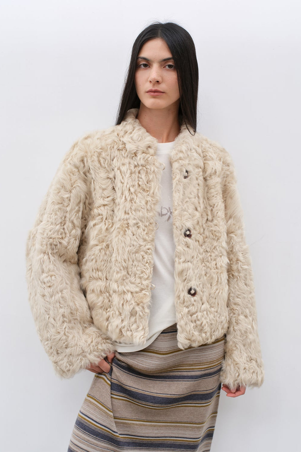 Fireladyfur Women's Imported Sheepskin Coat | New Zealand Wool“Little Bear”-5