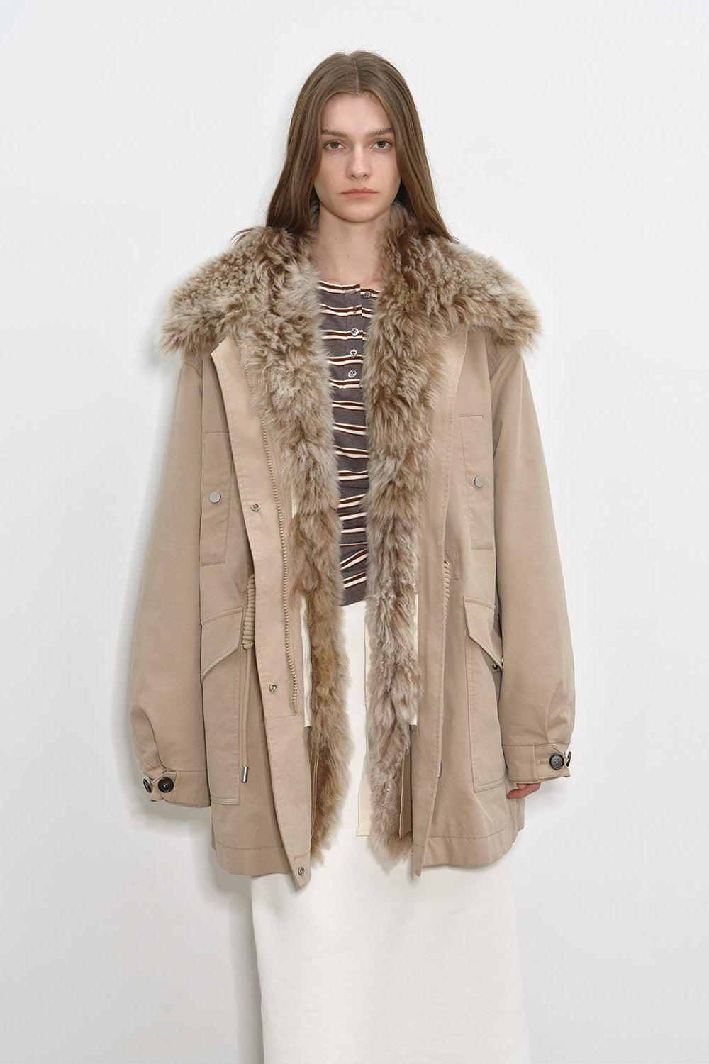 Fireladyfur Women’s Goose Down Parka  coat with Toscana Shearling Fur“Green Mile Miracle”-4
