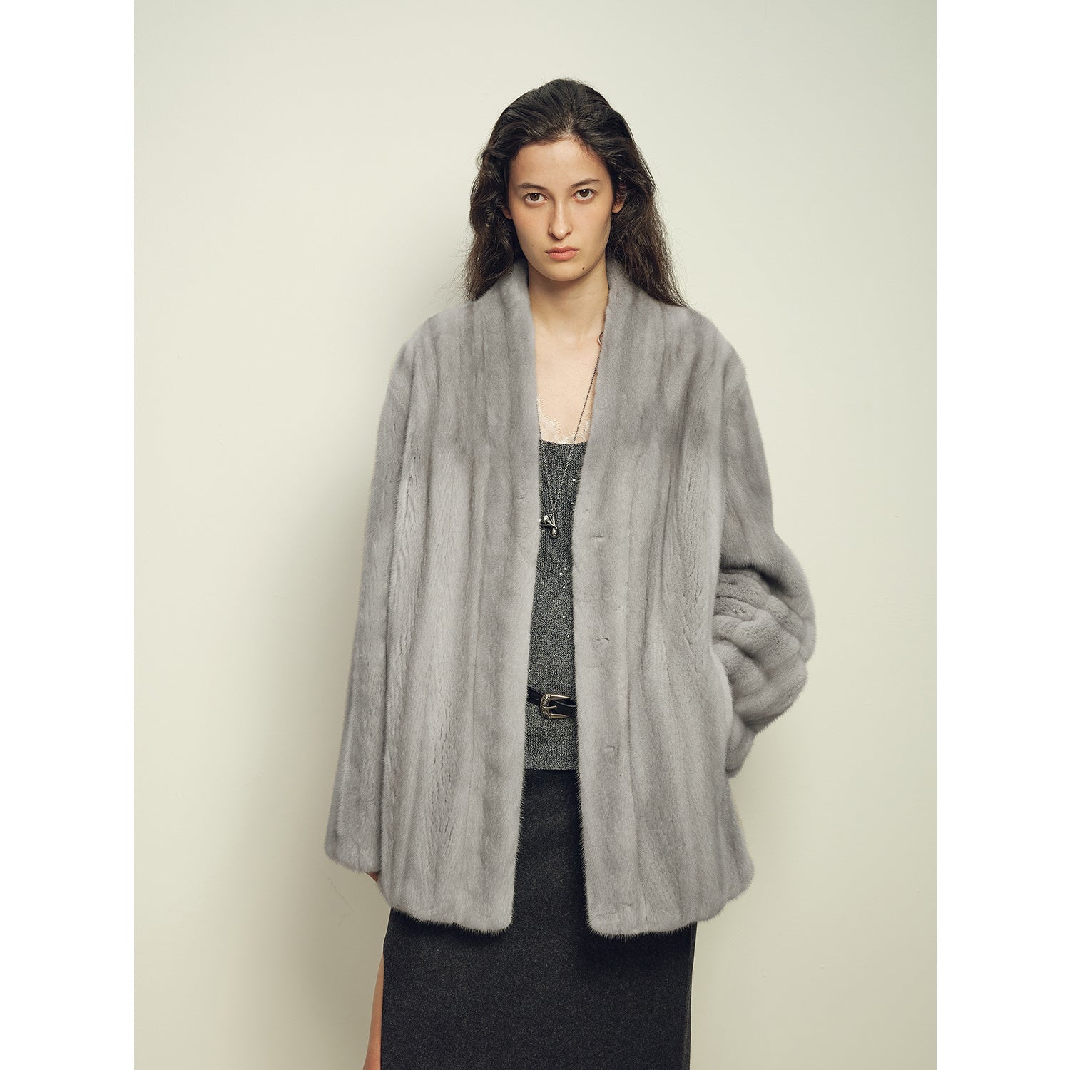 Firelady Fur Imported Kopenhagen Purple-Label Female Mink Full-Skin Woven V-Neck Fur Coat “Fairy Mountain Dew”-3