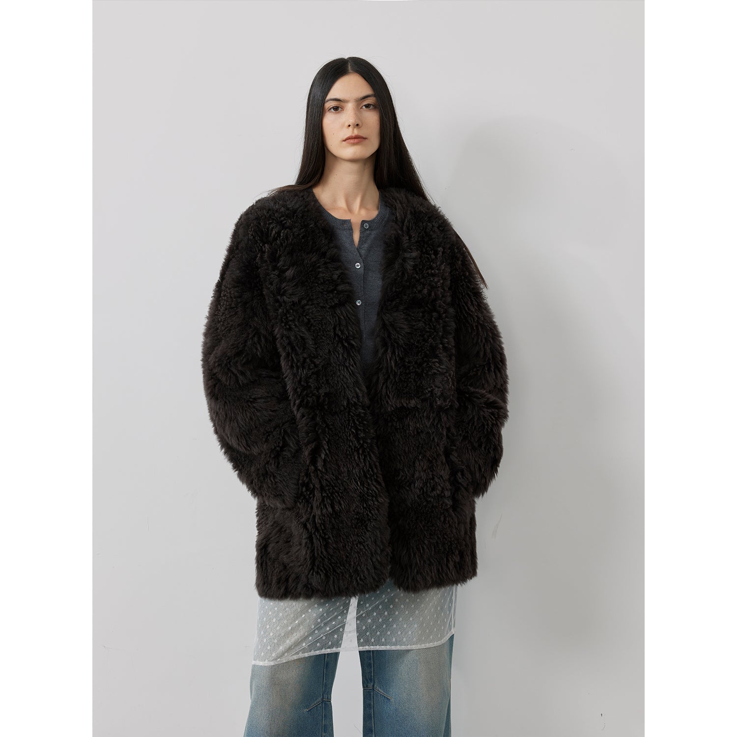 Fireladyfur Women's Tuscan Sheepskin Winter Coat“Peach Oolong”-0