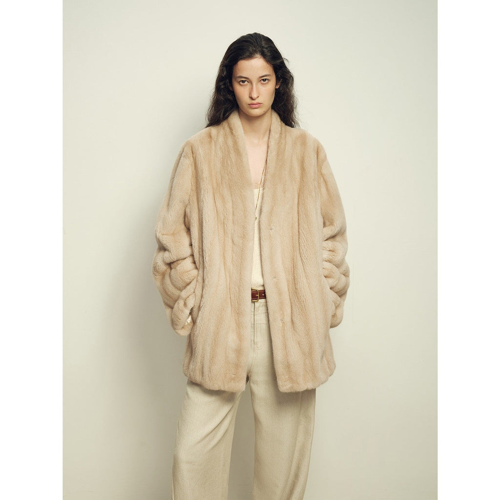 Firelady Fur Imported Kopenhagen Purple-Label Female Mink Full-Skin Woven V-Neck Fur Coat “Fairy Mountain Dew”-4