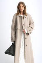 Fireladyfur Women's Raglan Sleeve Double-layer Collar Wool Coat"Moonlit Veil"-3