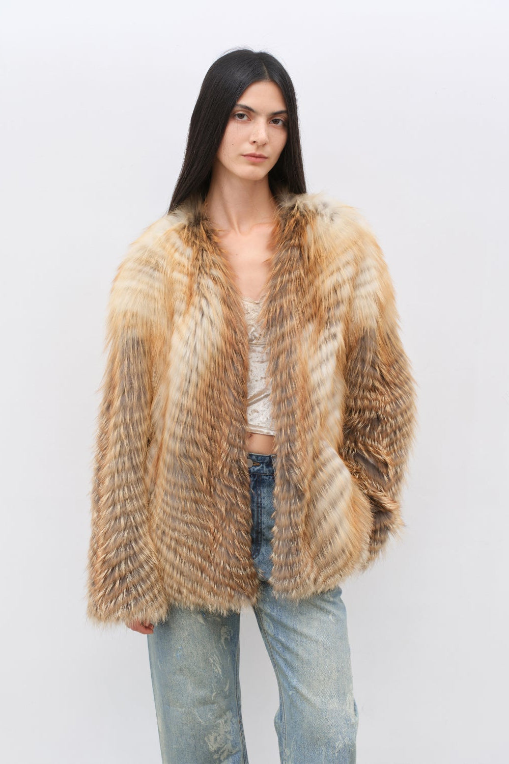 Yukino Dream Imported Colorful Fox Fur Coat from Finland-9