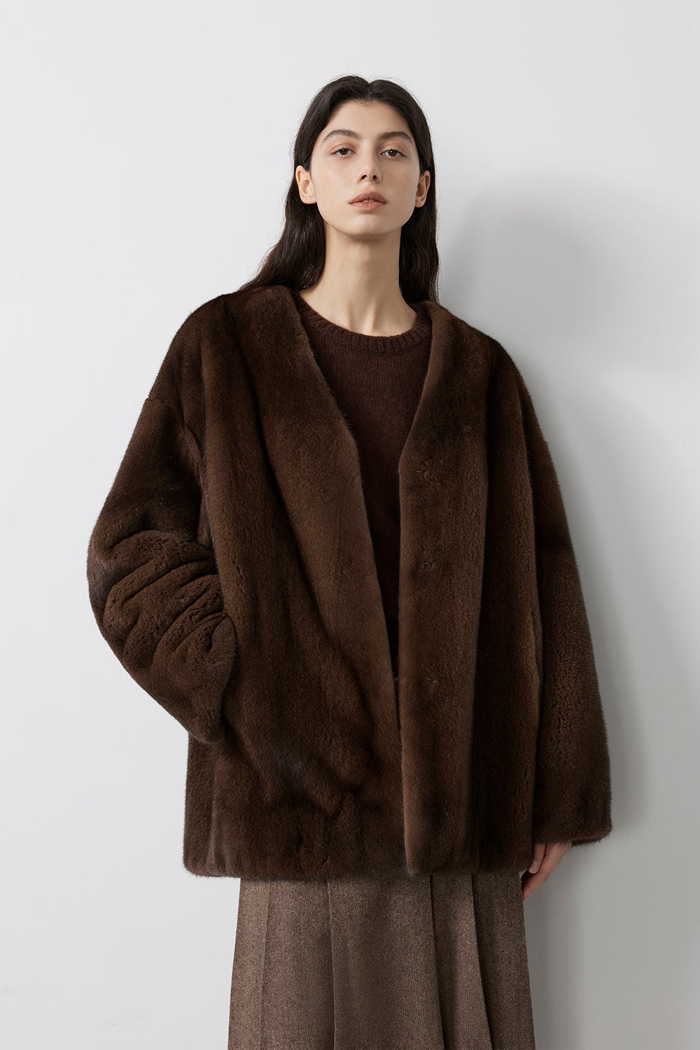 Swiss Snow Mink Velvet Fur Coat-8