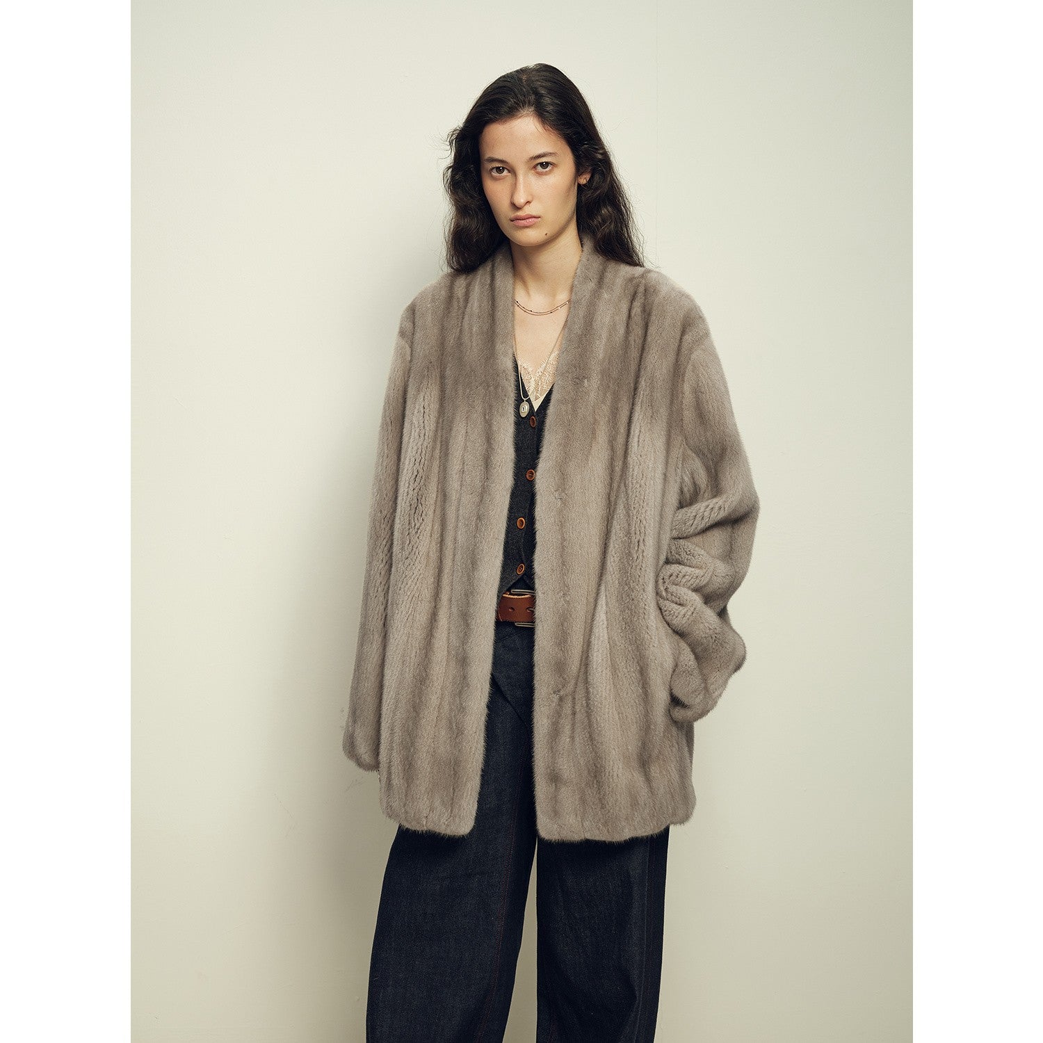 Firelady Fur Imported Kopenhagen Purple-Label Female Mink Full-Skin Woven V-Neck Fur Coat “Fairy Mountain Dew”-6