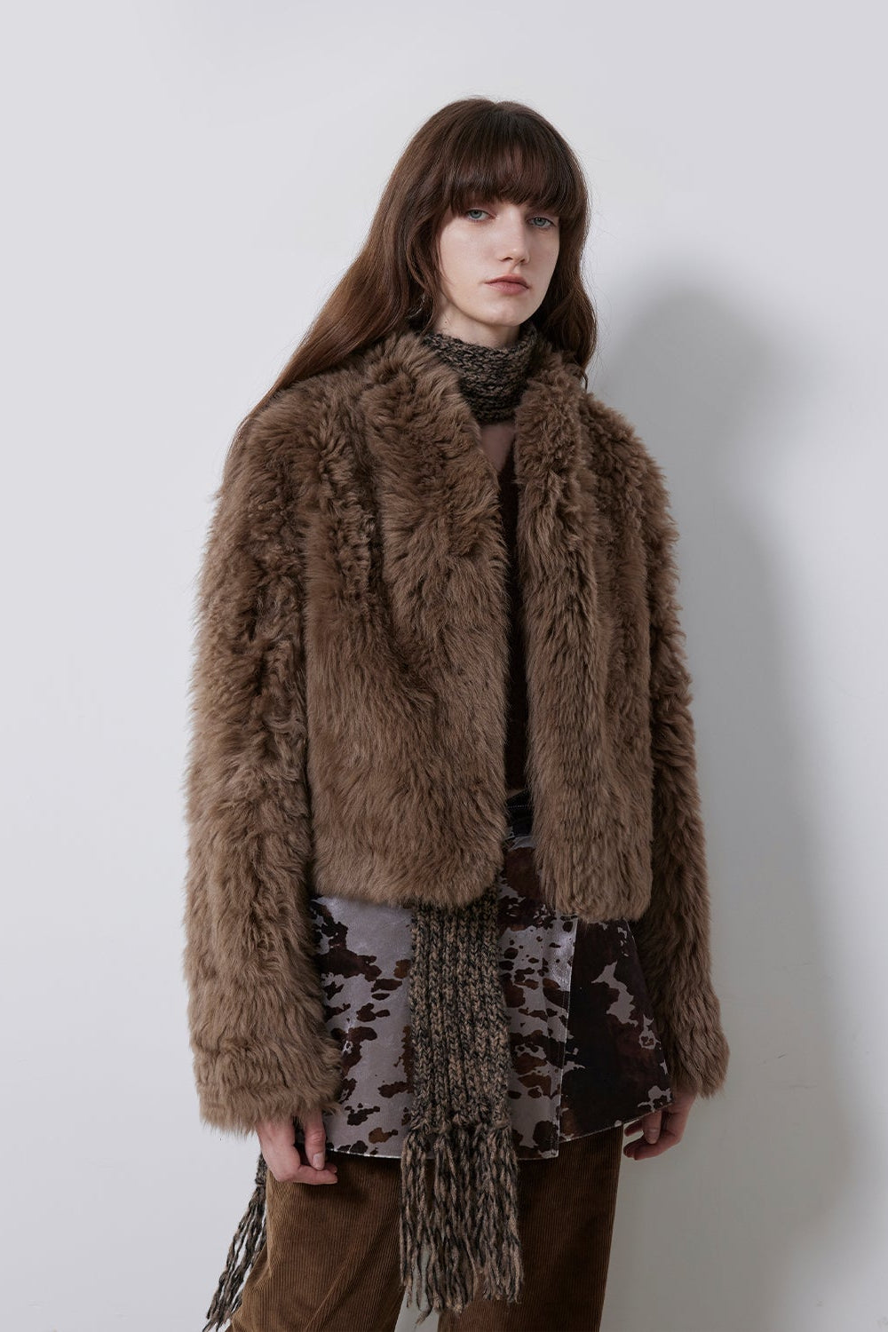 Fireladyfur Women's Casual Tuscan Sheepskin Jacket with Stand-up Collar“Sea of Love Accompaniment”-6