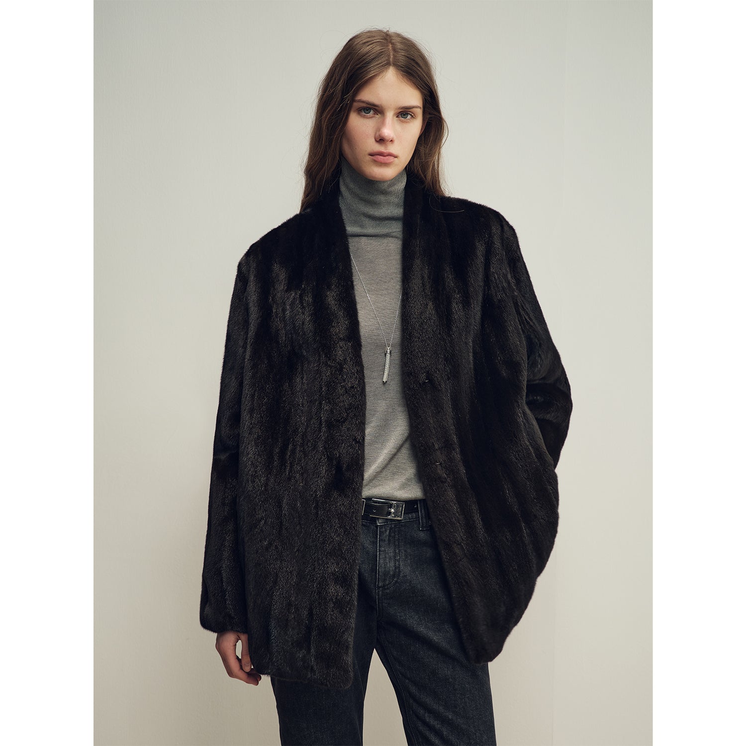 Firelady Fur Imported Kopenhagen Purple-Label Female Mink Full-Skin Woven V-Neck Fur Coat “Fairy Mountain Dew”-7