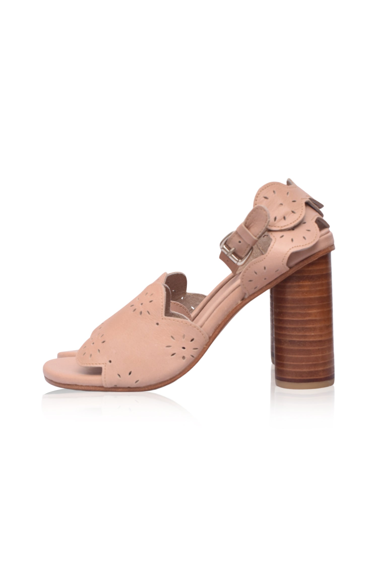Sakura Block Heel Leather Sandals (Sz. 7)-1
