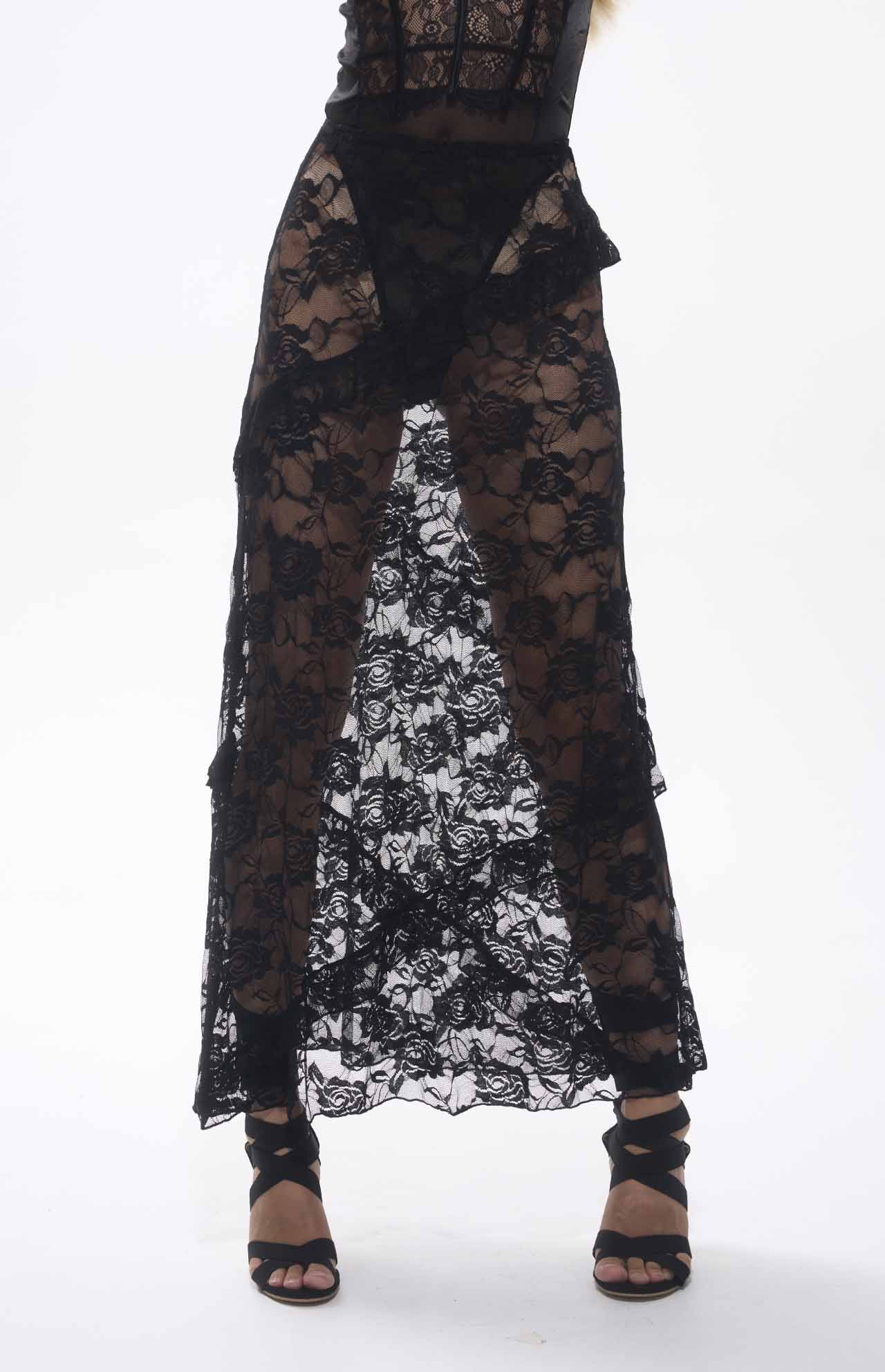 Serna Assymetrical Guipure Lace Skirt