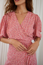 Set Sail Puff Sleeve Wrap Cotton Dress (Sale)