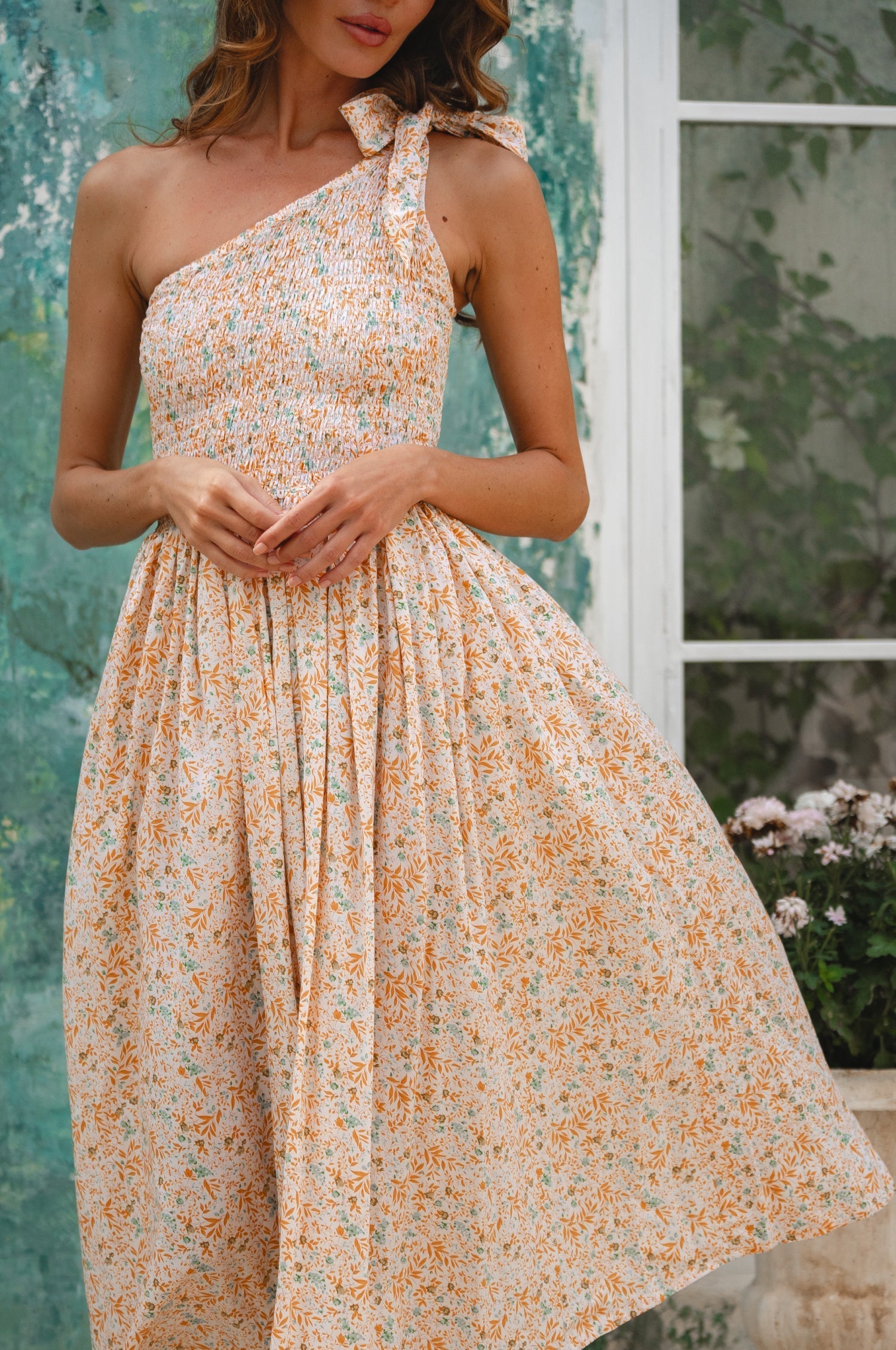 Sienna One-Shoulder Shirred Dress (Sale)