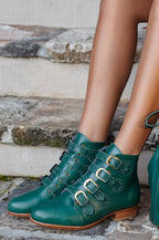 Wild Rose Leather Ankle Booties-0