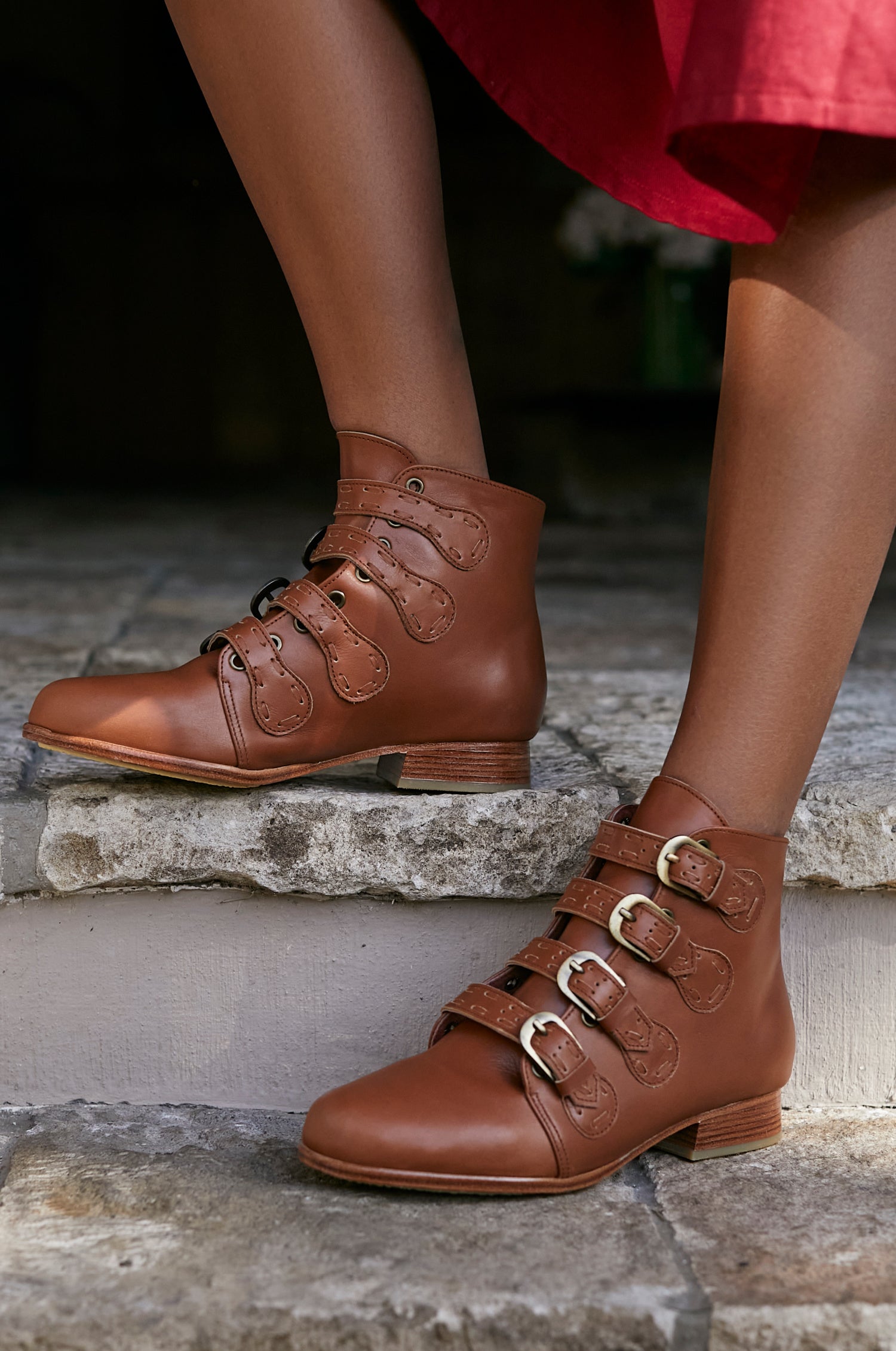 Wild Rose Leather Ankle Booties-0