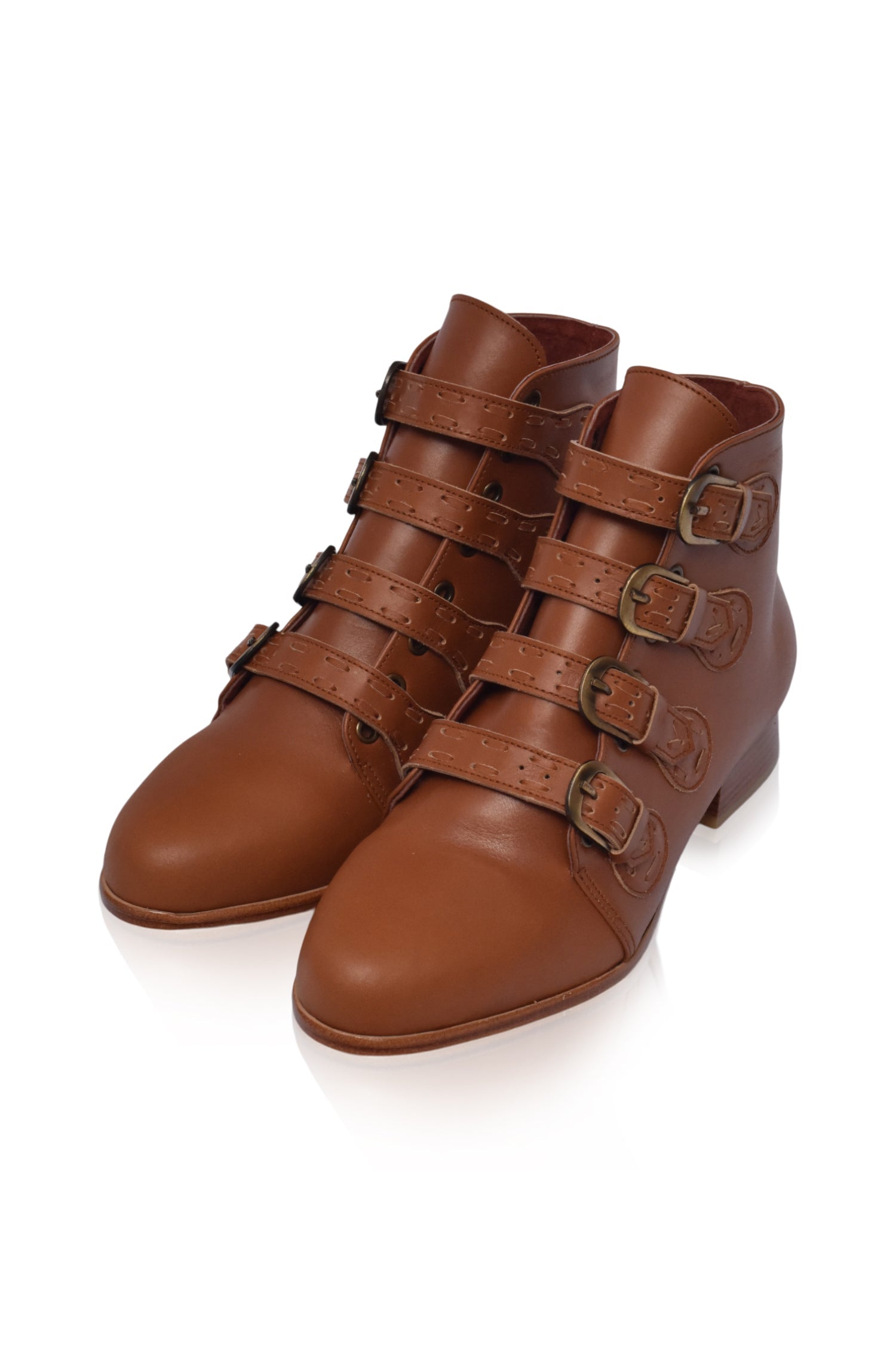 Wild Rose Leather Ankle Booties-3