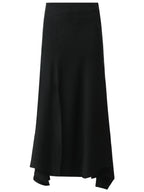 Black Draped Mermaid Skirt with Subtle Front Slit-3
