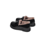 Black Fur-Lined Leather Loafers-3