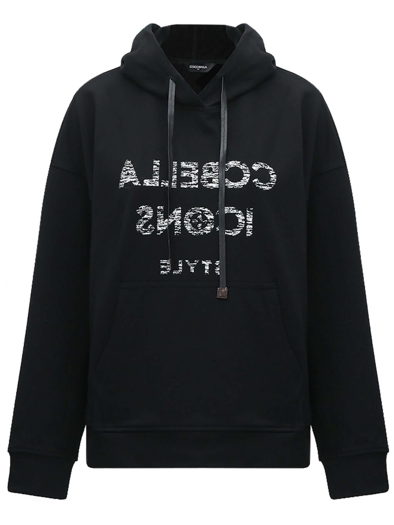 Black Graphic Print Pullover Hoodie-3