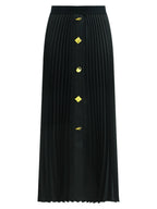 Black Pleated Skirt With Gold Metal Buttons-3