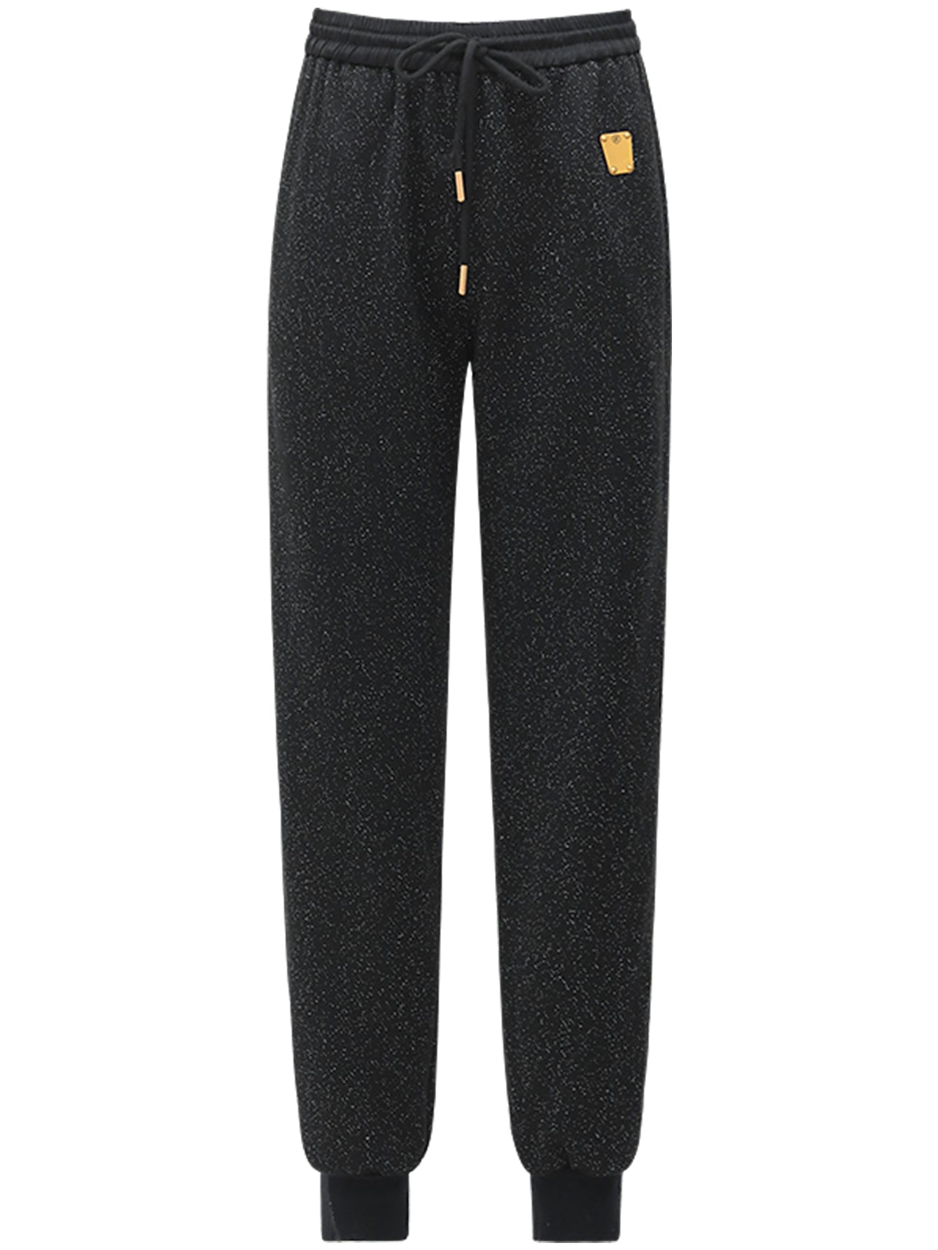 Black Sporty Rib Cuff Pants-3