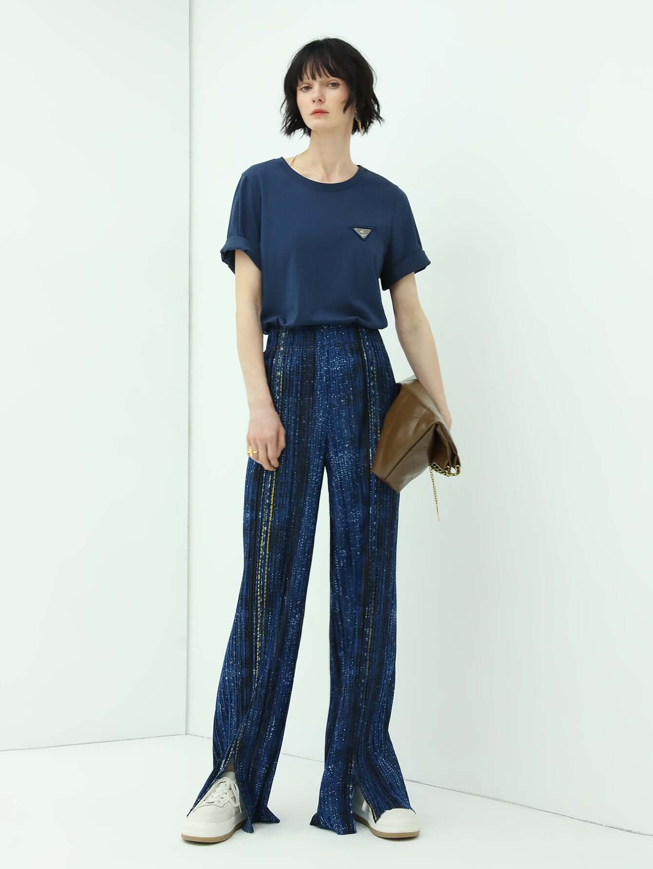 Blue High Waist Pants-0