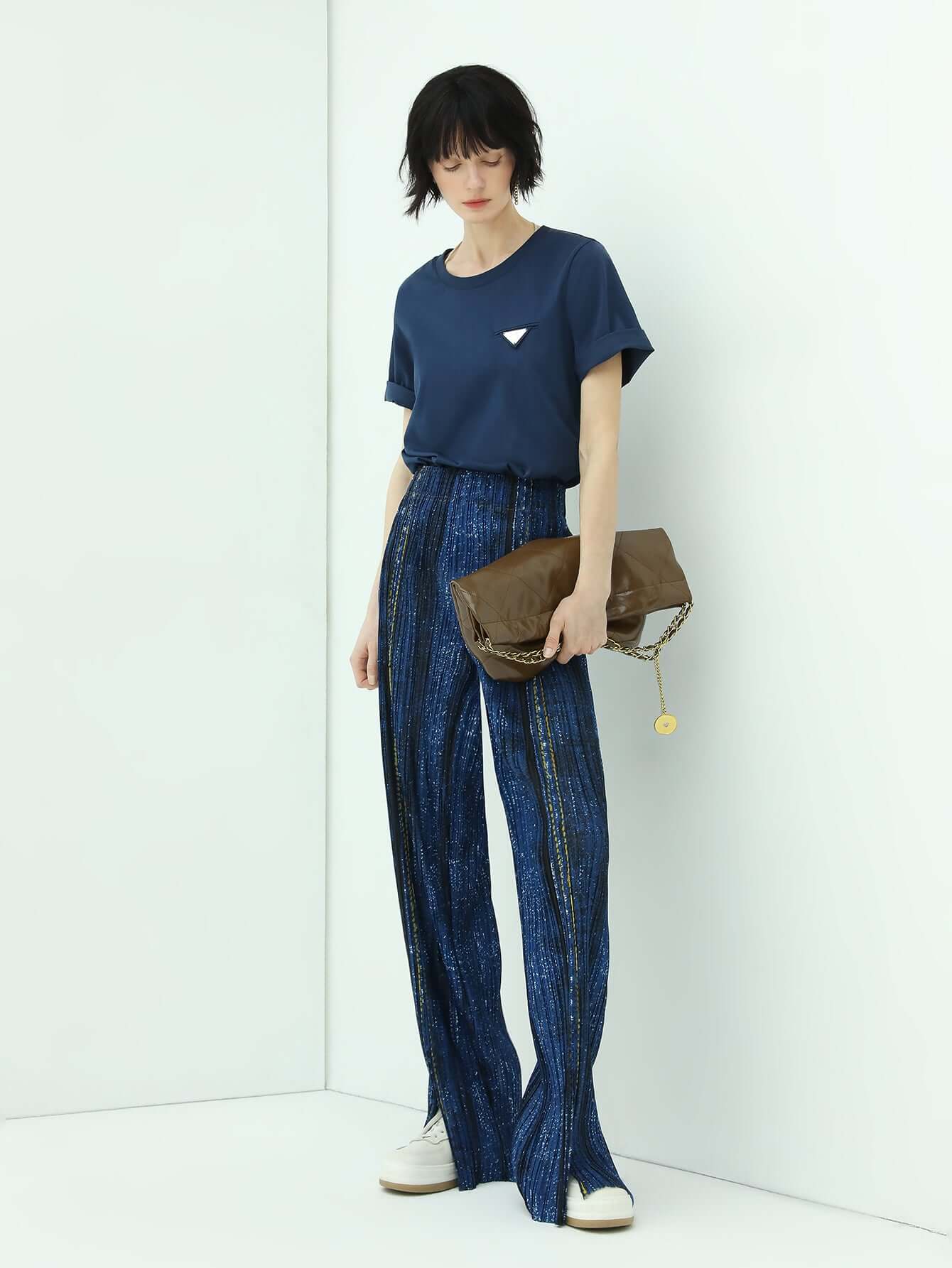 Blue High Waist Pants-1
