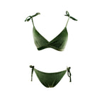 Bow Tie Shoulder Straps Green Bikini Set-3