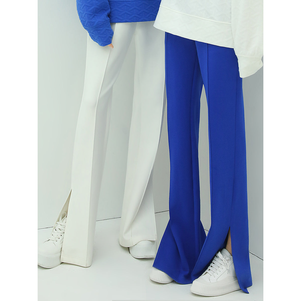 Breathable Casual Flared Pants with Side Slits-1