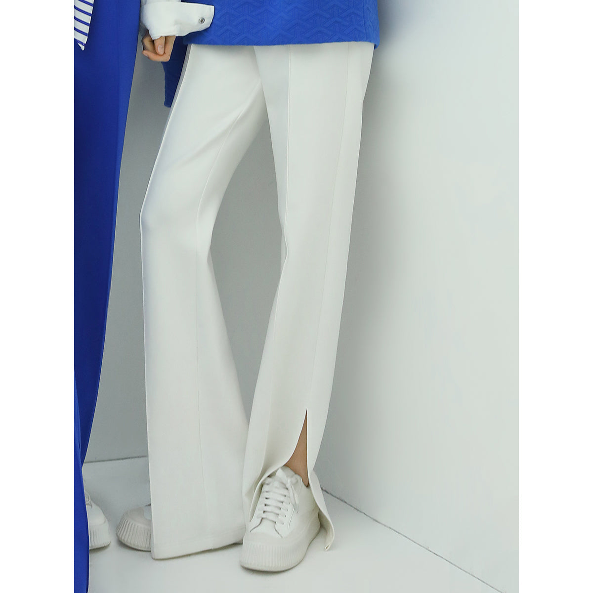 Breathable Casual Flared Pants with Side Slits-4