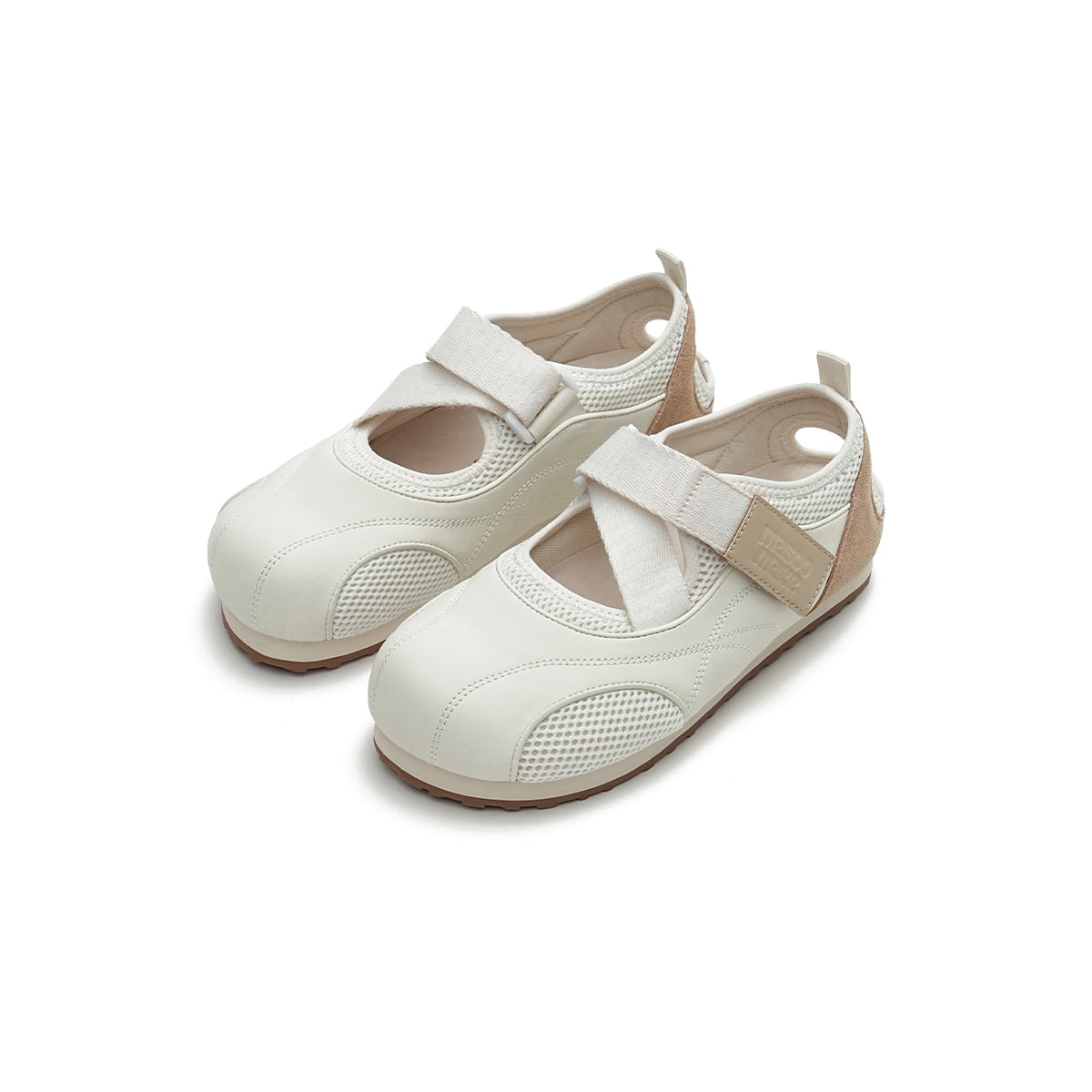 Breathable Puff Velcro Khaki Mary Jane Shoes-1