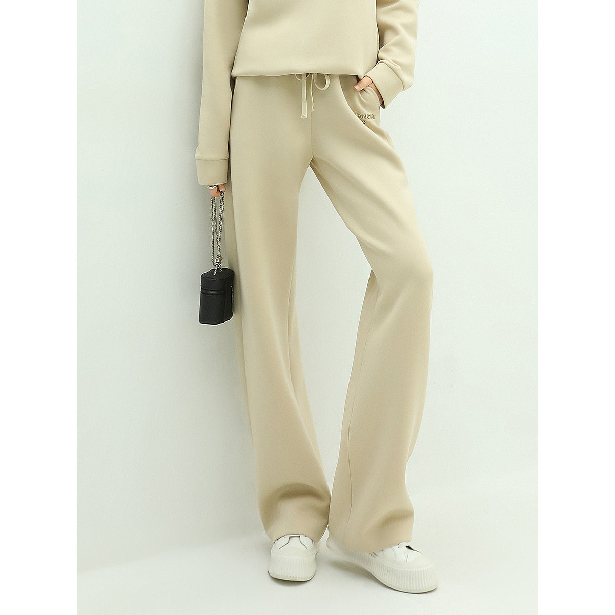 Casual Airy Cream Sweater Pants-0