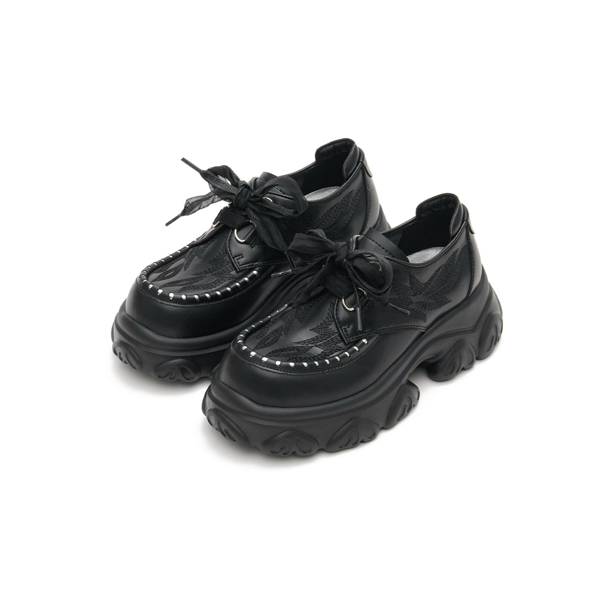 Casual Chunky Heel Platform Shoes with Bow Details-1
