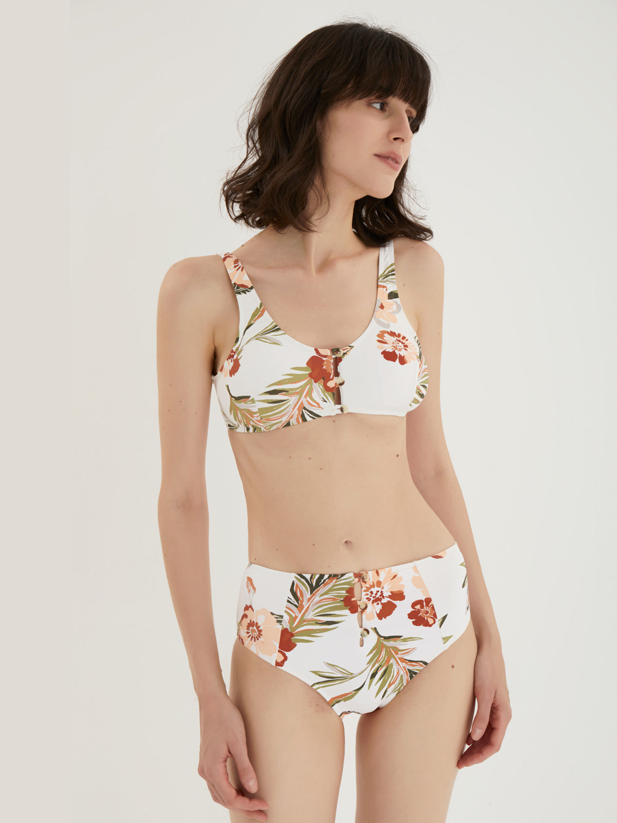 Charming Front Clasp Floral Two-piece Bikini-0