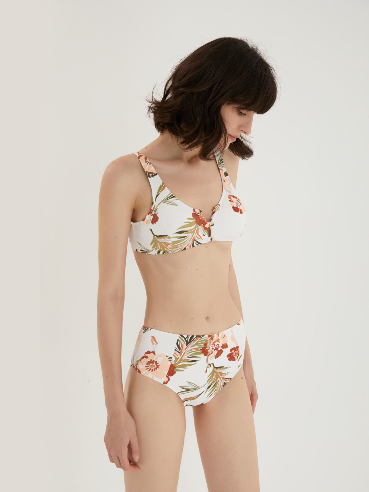 Charming Front Clasp Floral Two-piece Bikini-1