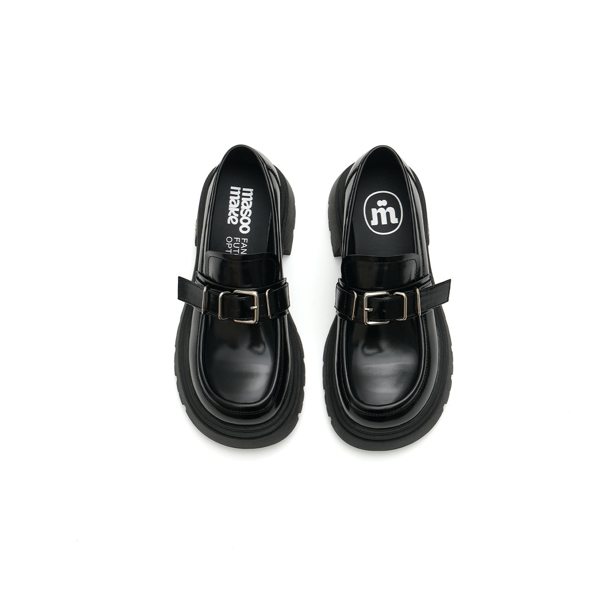 Chunky Heel Buckled Platform Loafers-4